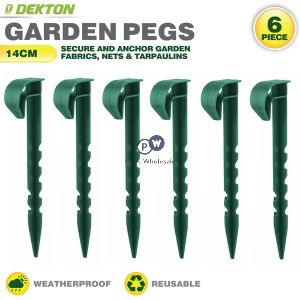Dekton 14cm Green Plastic Garden Pegs 6 Pack