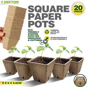 Dekton Biodegradable Square Paper Plant Pots 6cm X 5.6cm 20 Pack