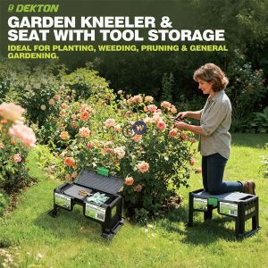 Dekton 2-in-1 Garden Kneeler & Seat With Tool Storage 44cm 18cm X 37cm