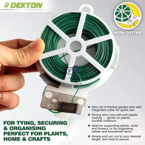 Dekton Green Garden Twist Ties Wire With Cutter 50m