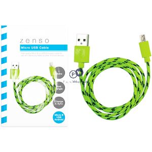 Zenso Braided Micro Usb Cable 1m Assorted Colours
