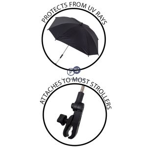 First Steps Tini Trek Black Universal Uv Upf 30 Sunshade Pram Parasol