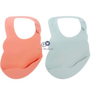 First Steps Assorted Colour Roll Up Silicone Baby Bibs 2 Pack