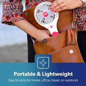 Geepas 3-speed Rechargeable Usb Portable Mini Hand Fan Pink