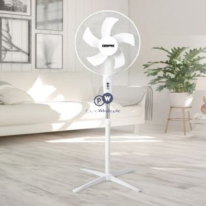 Geepas 16" White 240v 5-blade Oscillating Pedestal Fan 240v 1.2m