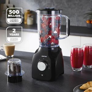 Geepas Black 600w 2-in-1 Electric Food Blender 1.8l & Coffee Grinder 0.3l