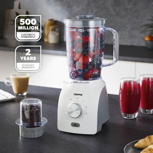 Geepas White 600w 2-in-1 Electric Food Blender 1.8l & Coffee Grinder 0.3l