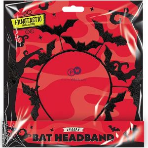 Halloween Black Glitter Bat Headband 12.5cm