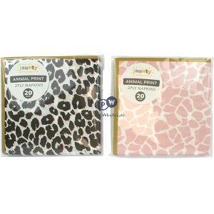 Jaunty 2-ply Leopard Print Napkins 20 Pack Cdu Assorted Colours