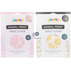 Jaunty Leopard Print Plastic Reusable Table Cover 1.8m X 1.4m Cdu Assorted Colours