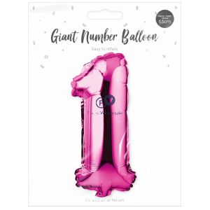 Pop Pink Foil Number Balloon 65cm Assorted