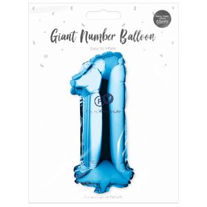 Pop Blue Foil Number Balloon 65cm Assorted