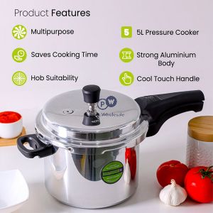 Royalford Silver Aluminium Pressure Cooker 5l