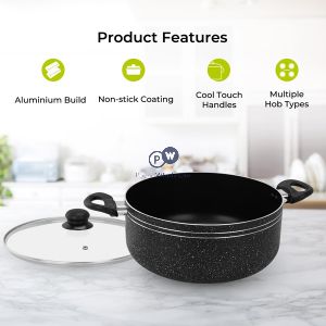 Royalford Non-stick Tempered Glass Aluminium Casserole Dish 26cm