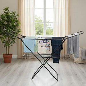 Royalford Black Stainless Steel 2-tier Foldable Clothes & Laundry Airer