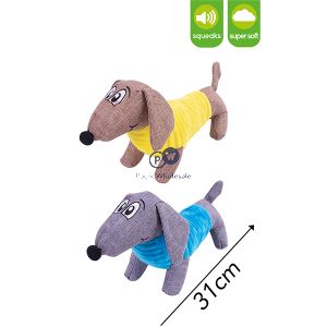 Smart Choice Squeaky Plush Sausage Dog Toy 31cm Assorted Colours