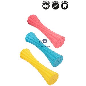 Smart Choice Rubber Twist Baton Squeaky Dog Toy 18cm Assorted Colours