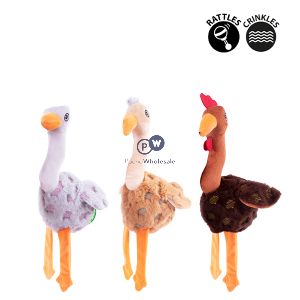 Smart Choice Plush Rattle Crinkle Bird Dog Toy 43cm Assorted Colours