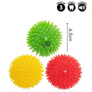 Smart Choice Squeaky Spiky Rubber Ball Dog Toy 6.5cm Assorted Colours