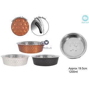 Smart Choice Hammered Stainless Steel Pet Bowl 1200ml Assorted Colours