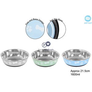 Smart Choice Anti-skid Paw Print & Bone Pet Bowl 1600ml Assorted Colours