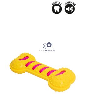 Smart Choice Squeaky Rubber Bone Dog Toy 19cm Assorted Colours