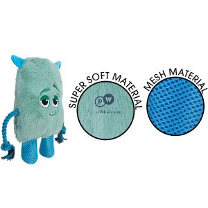 Smart Choice Squeaky Plush Rope Monster Dog Toy Assorted Colours