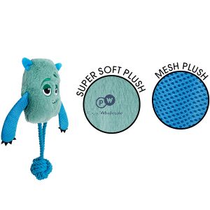 Smart Choice Squeaky Crinkle Plush Rope Monster Dog Toys Assorted
