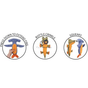 Smart Choice Squeaky Tough Plush Shark & Crocodile Dog Toy 40cm Assorted