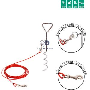 Smart Choice 40kg Tie Out Dog Stake & Cable 5m Assorted Colours