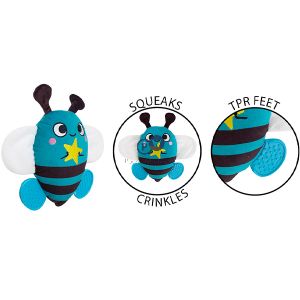 Smart Choice Squeaky Plush Tpr Bee Puppy Toy 18cm Assorted Colours