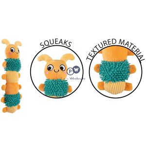 Smart Choice Squeaky Plush Caterpillar Small Puppy Toy 30cm Assorted Colours
