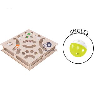 Smart Choice Interactive Wooden Box Jingle Ball Cat Toy 30cm X 30cm