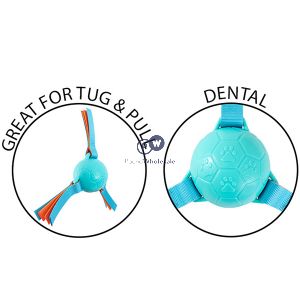 Smart Choice Squeaky Rubber Ball Pull Dog Toy 29cm Assorted Colours