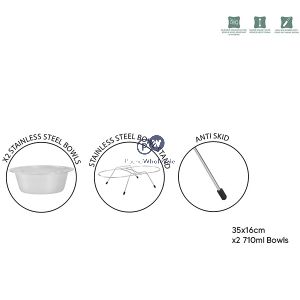 Smart Choice Stainless Steel Double Dinner Dog Bowl Set 35cm X 16cm
