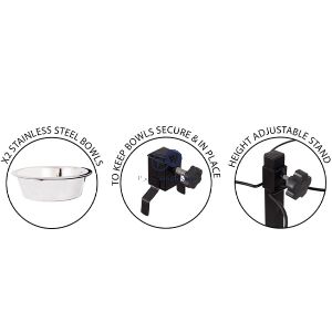 Smart Choice Stainless Steel Adjustable Double Diner Dog Bowl Set