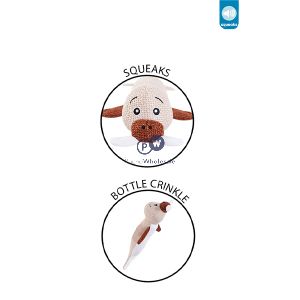 Smart Choice Squeaky Plush Bottle Crinkle Sea Animal Dog Toy 30cm Assorted
