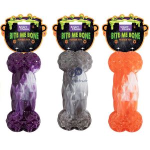 Smart Choice Halloween Squeaky Dental Rubber Spooky Bite Me Bone Dog Toy 17cm Assorted Colours