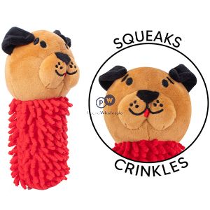 Smart Choice Squeaky Crinkle Noodle Plush Animal Dog Toy 21cm Assorted