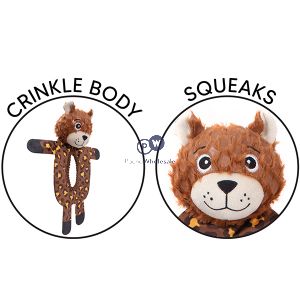 Smart Choice Plush Squeaky Crinkle Middle Ring Animal Dog Toy 37cm Assorted