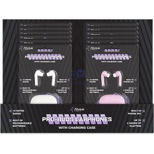 Fitstyle Pro-buds Earphones With Charging Case Cdu Assorted Colours
