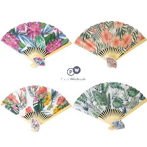 Summer Essentials Decorative Bamboo Floral Hand Fan Assorted Cdu