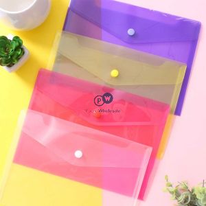 Just Stationery A4 Document Stud Wallets 3 Pack Assorted Colours