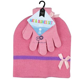Farley Mill Girl's Beanie Hat & Glove Set 3pc Assorted Colours
