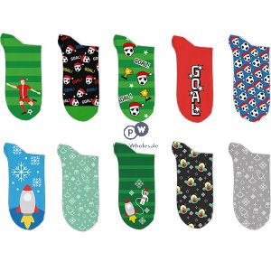 Farley Mill Boys Printed Novelty Christmas Lurex Socks 5 Pack Assorted