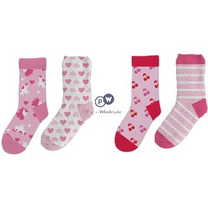 Farley Mill Girls Novelty Cosy Socks 2 Pack Assorted