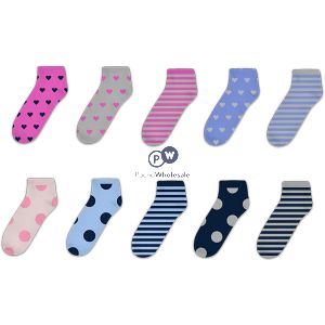 Farley Mill 4-7 Ladies Printed Trainer Socks 5 Pack Assorted