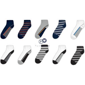 Farley Mill 7-11 Mixed Men's Stripe Trainer Socks 5 Pack Assorted