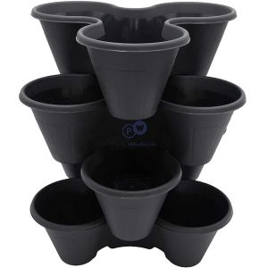Strawberry Planter Black Stackable Plant Pot