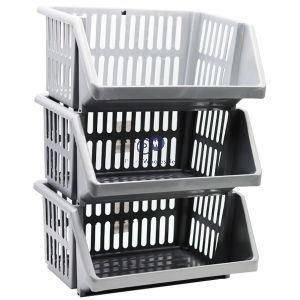 Multipurpose Stackable Storage Rack Silver